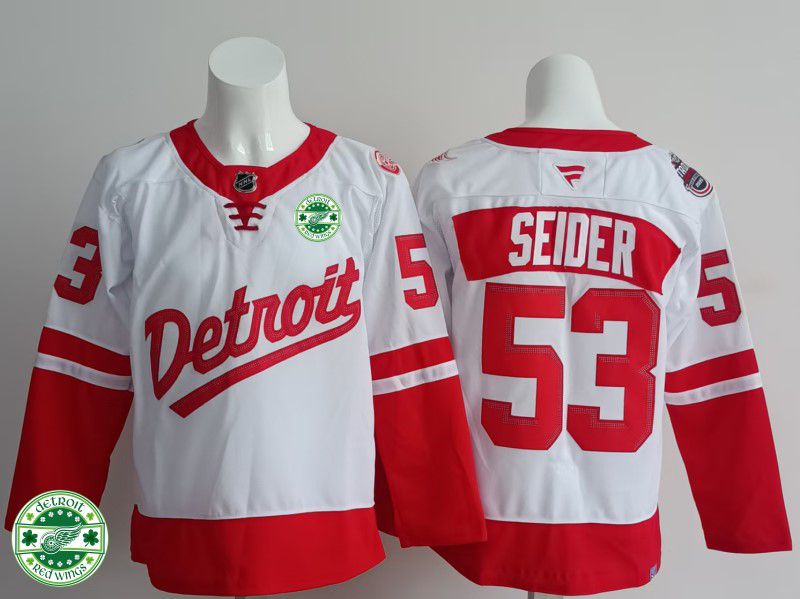 Men Detroit Red Wings #53 Seider White 2025 Fanatics Home Premium NHL Jersey style 4->detroit red wings->NHL Jersey